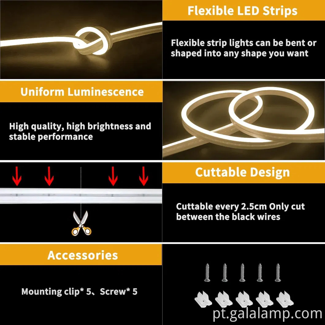 Luzes de tira de neon de silicone IP67 flexíveis coloridas para decoração de casa e jardim